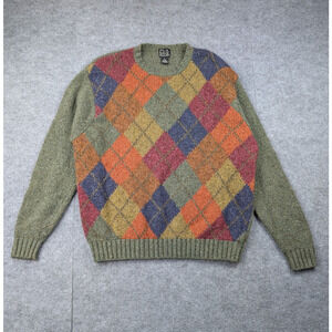 Vintage Argyle Wool Sweater Mens XL Preppy Academia Jos A Bank Retro Old Money